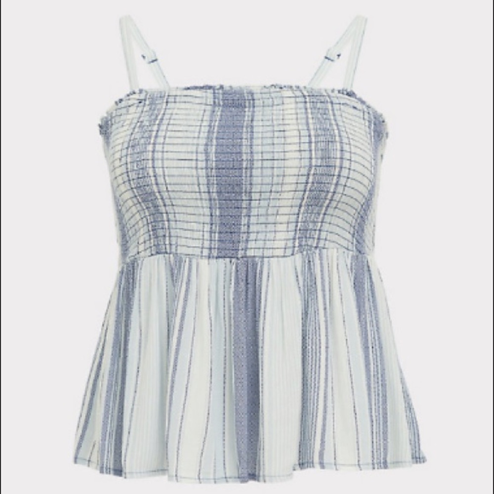 โจNWT Torrid Blue Striped Gauze Smocked Cami - Picture 2 of 9